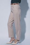 Pantalones de Lino de Tiro Alto con Cinturón para Mujer - LOVE TREE