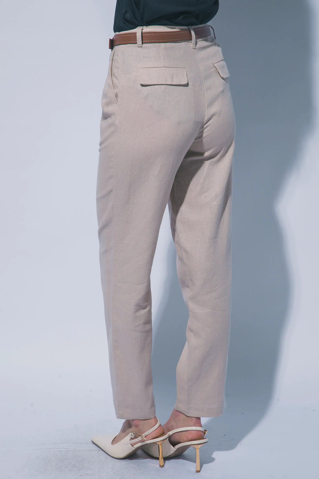 Pantalones Palazzo de Lino de Cintura Alta con Cinturón - Elegancia y Comodidad by LOVE TREE