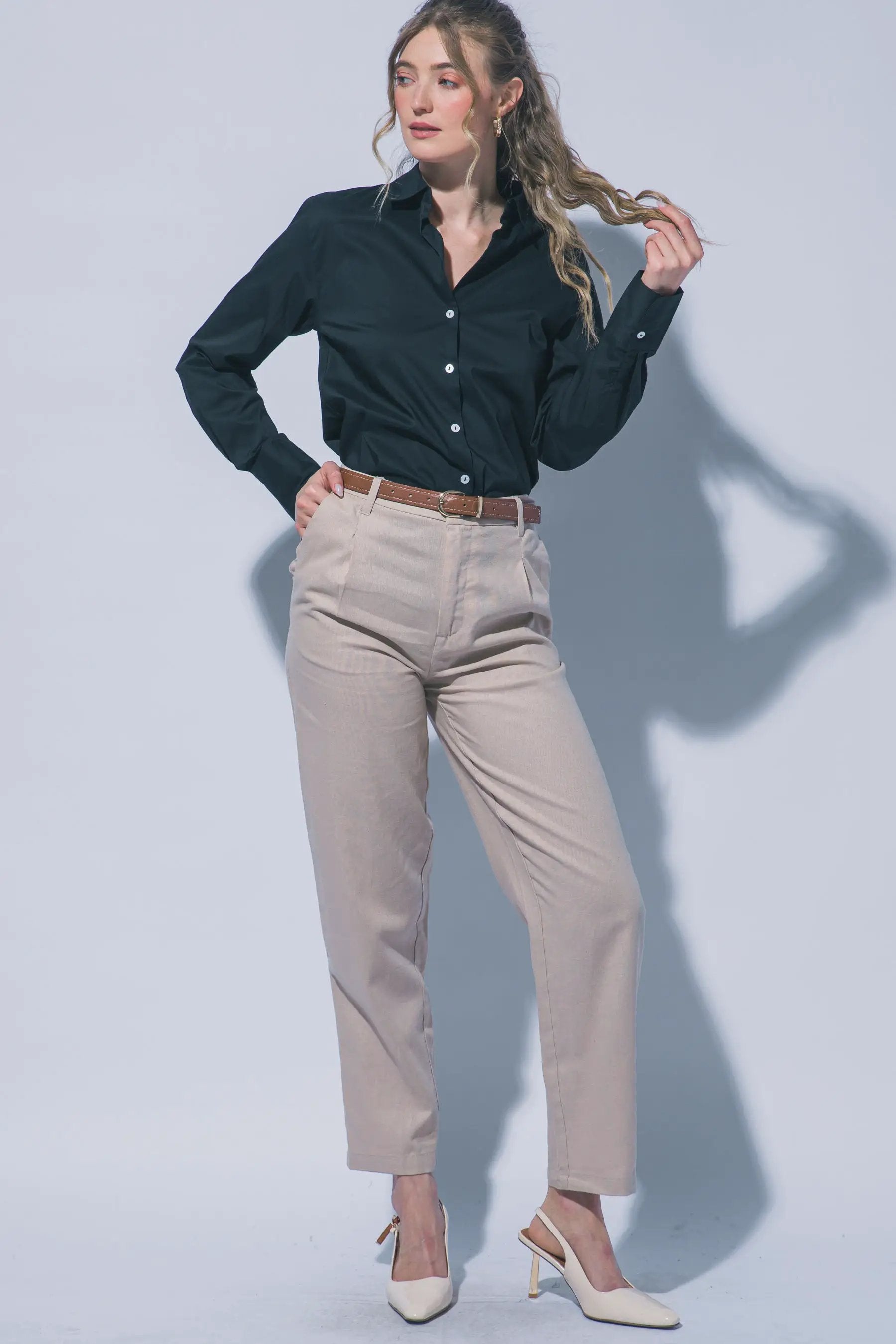 Pantalones Palazzo de Lino de Cintura Alta con Cinturón - Elegancia y Comodidad by LOVE TREE