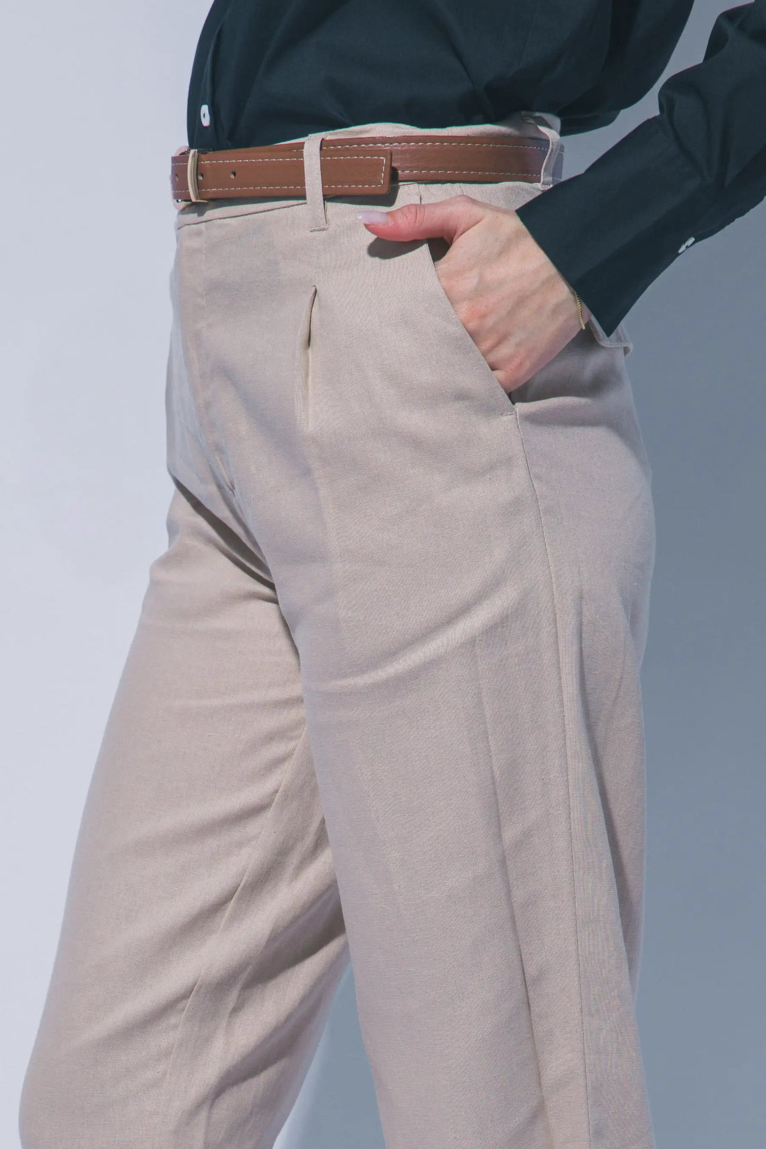 Pantalones Palazzo de Lino de Cintura Alta con Cinturón - Elegancia y Comodidad by LOVE TREE