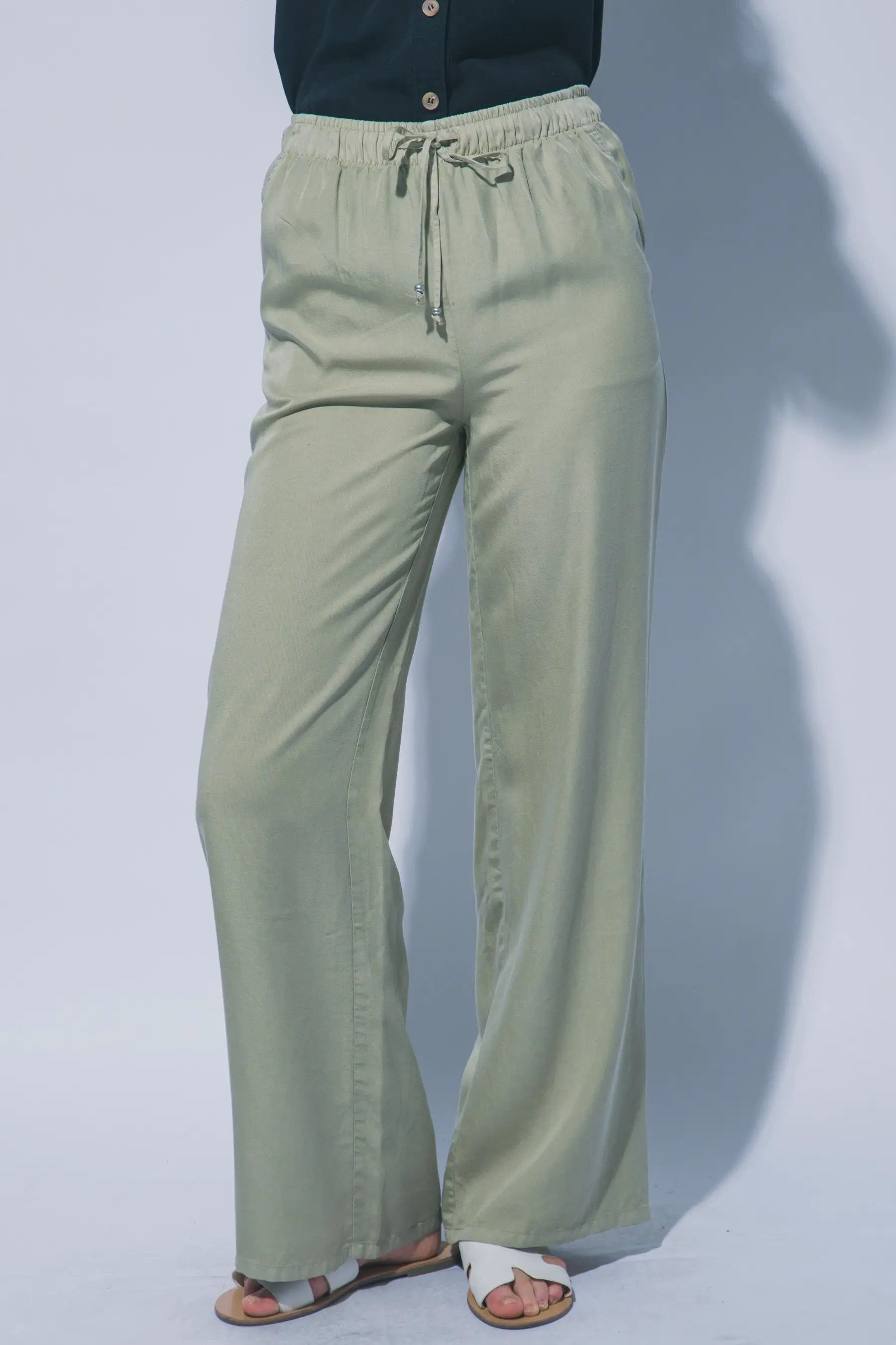 LOVE TREE Pantalones de Chambray de Pierna Ancha para Mujer - Pants