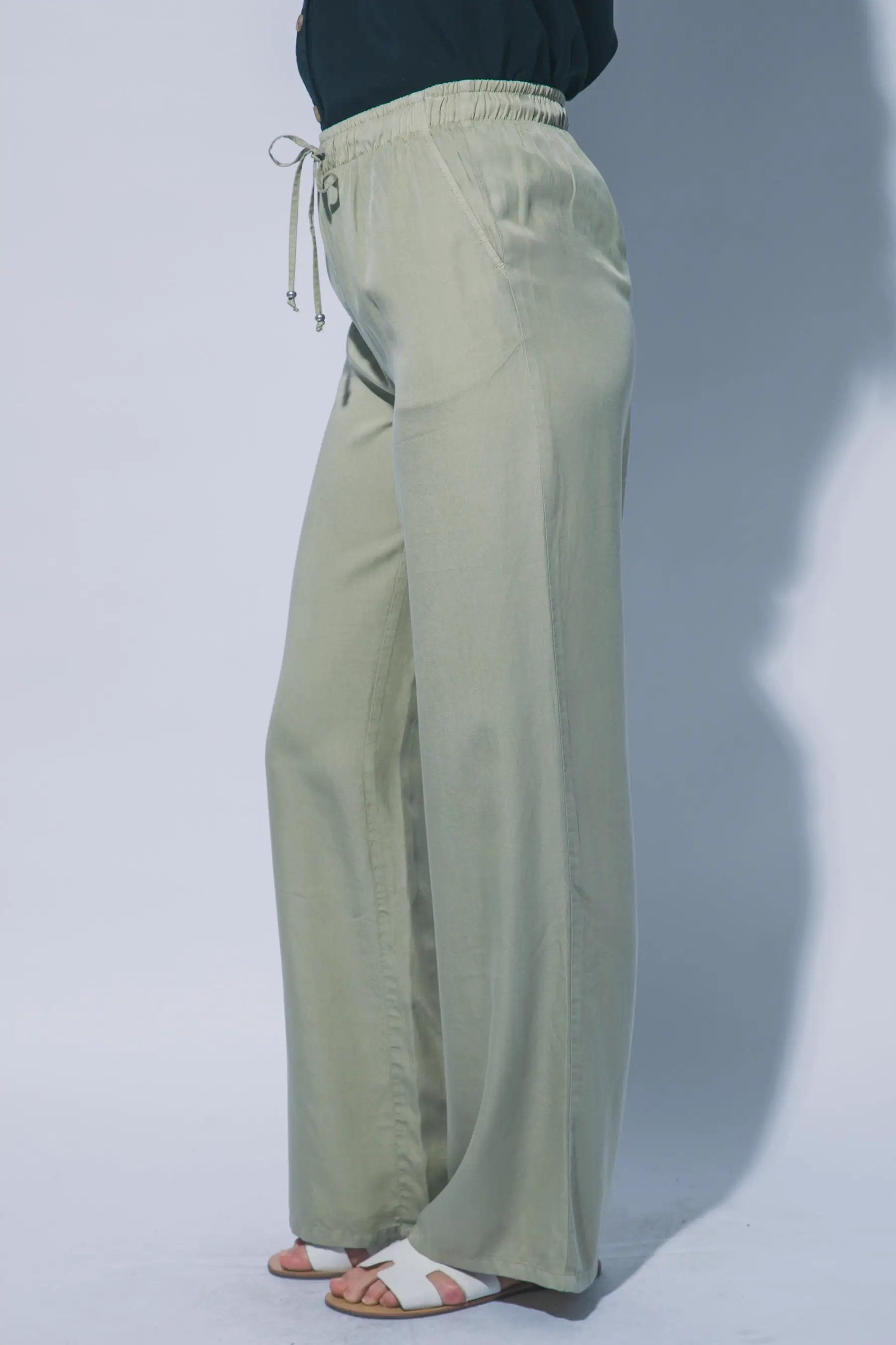 LOVE TREE Pantalones de Chambray de Pierna Ancha para Mujer - Pants