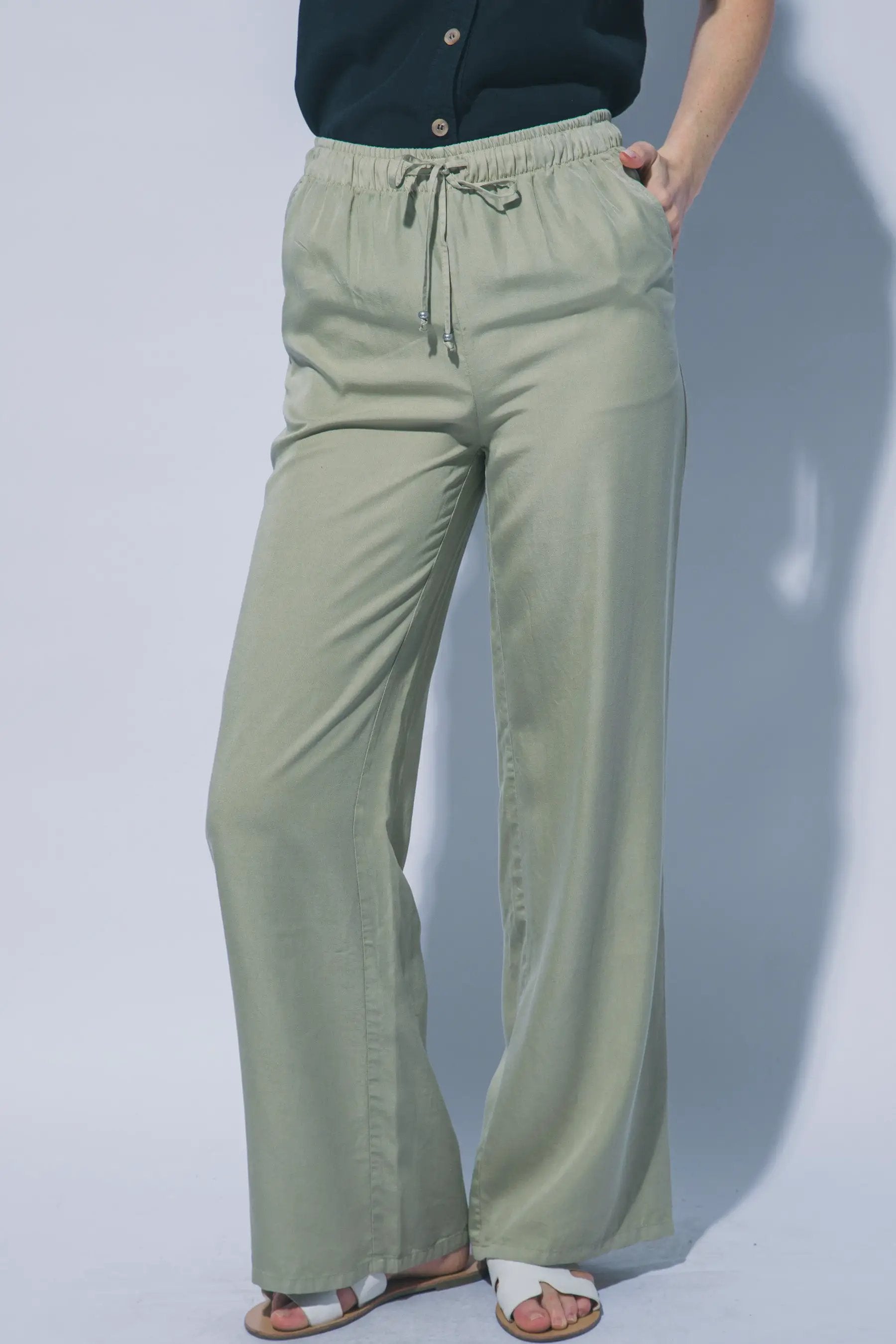 LOVE TREE Pantalones de Chambray de Pierna Ancha para Mujer - Pants