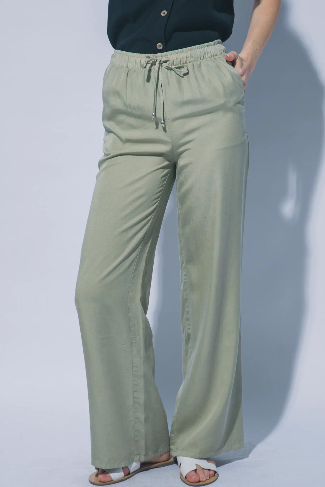 LOVE TREE Pantalones de Chambray de Pierna Ancha para Mujer - Pants