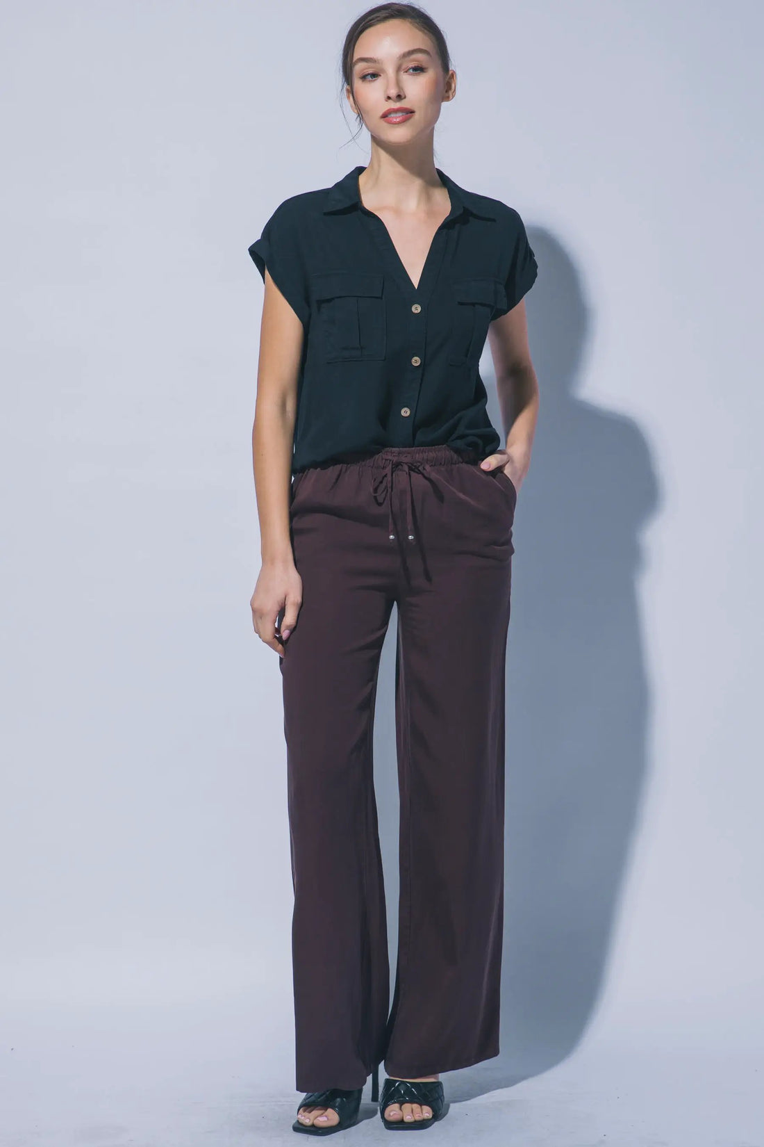 LOVE TREE Pantalones de Chambray de Pierna Ancha para Mujer - Pants