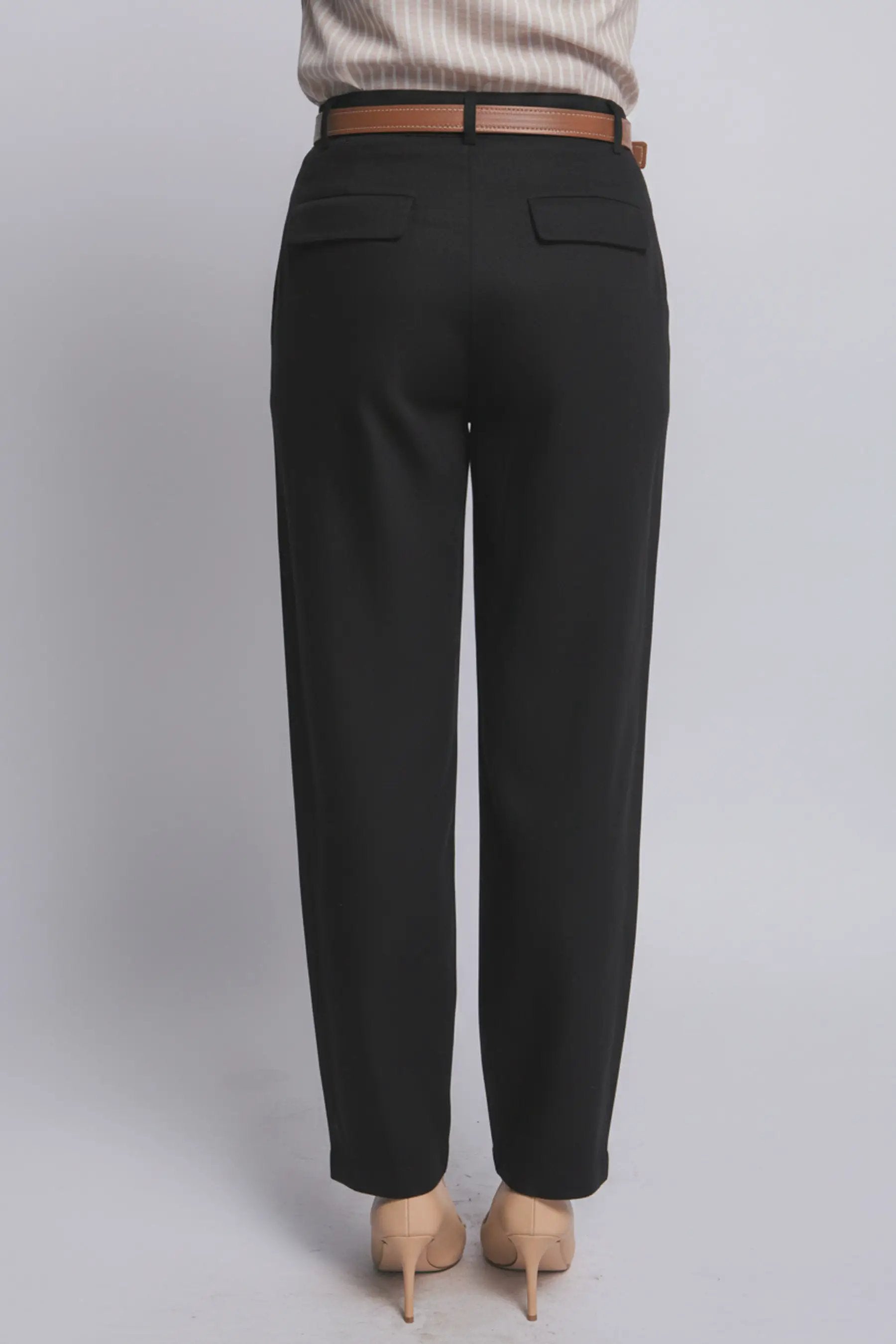 LOVE TREE Pantalones de Lino de Tiro Alto con Cinturón para Mujer - Pants