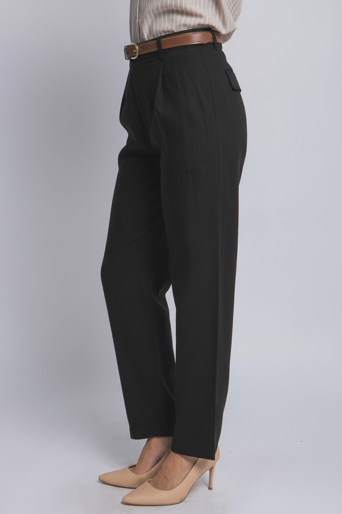 Pantalones de Lino de Tiro Alto con Cinturón para Mujer by LOVE TREE