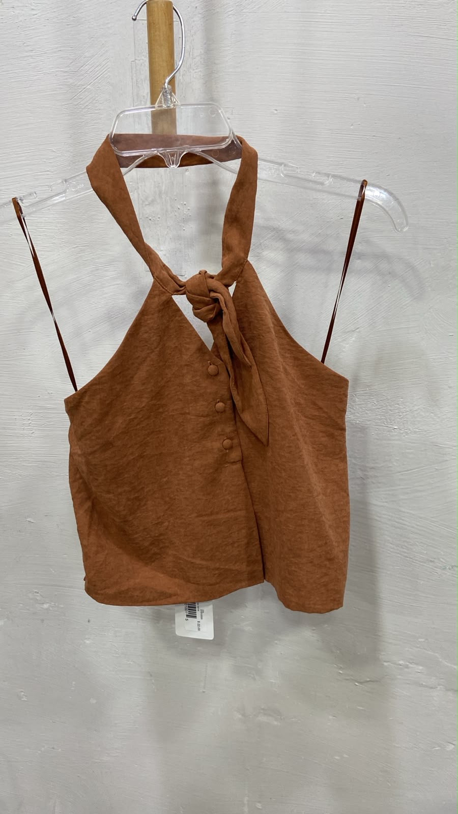 Rust Halter Neck Crop Top with Knot Detail