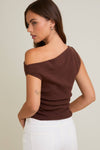 Blusa Mujer Escote Asimétrico Elegante - Manga Corta Ajustada Casual