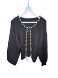 Sueter Cardigan Negro Aperlado