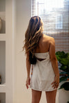 Vestido corto blanco strapless