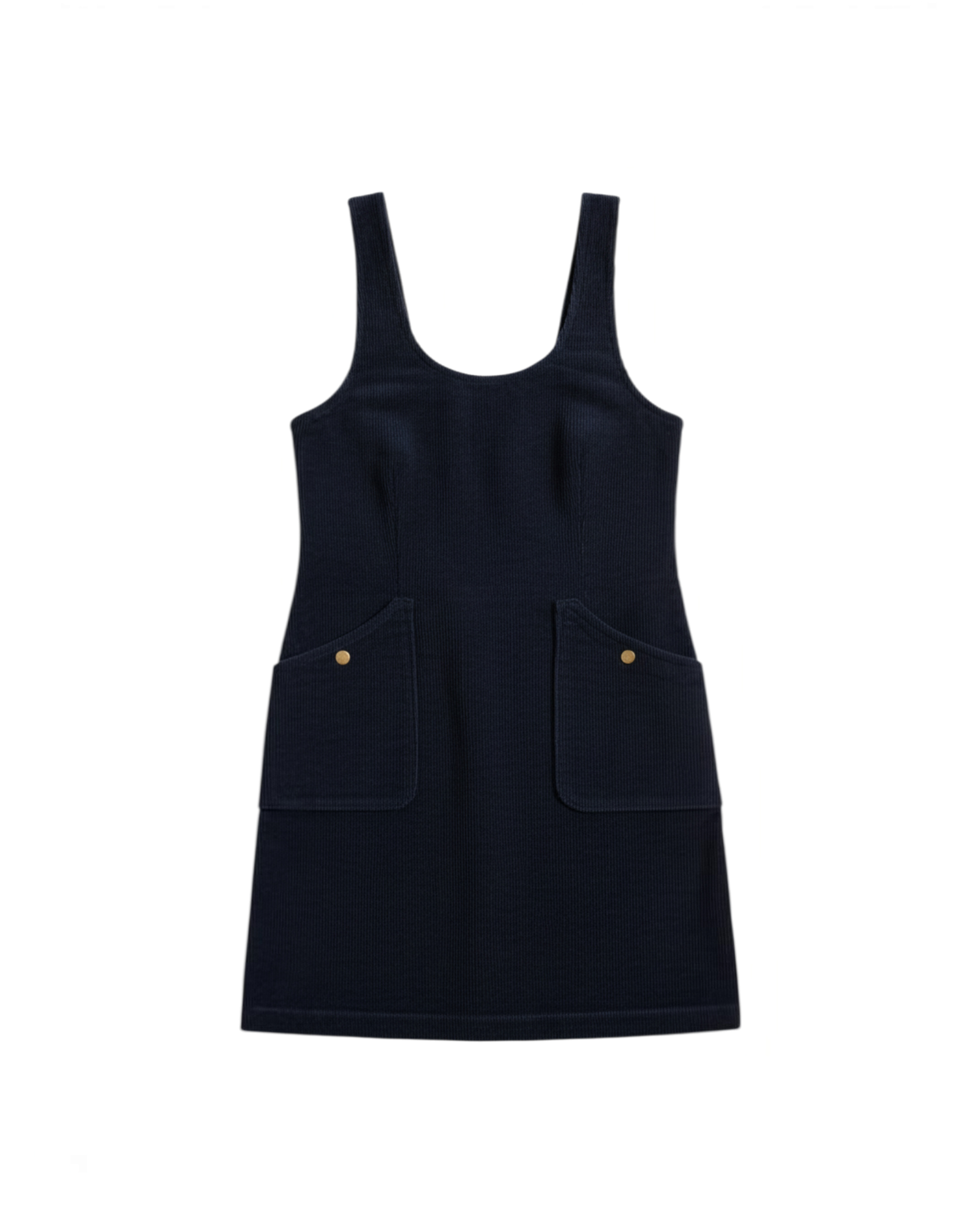 Vestido casual Yanet Collective azul marino sin mangas con cuello redondo y bolsillos laterales funcionales