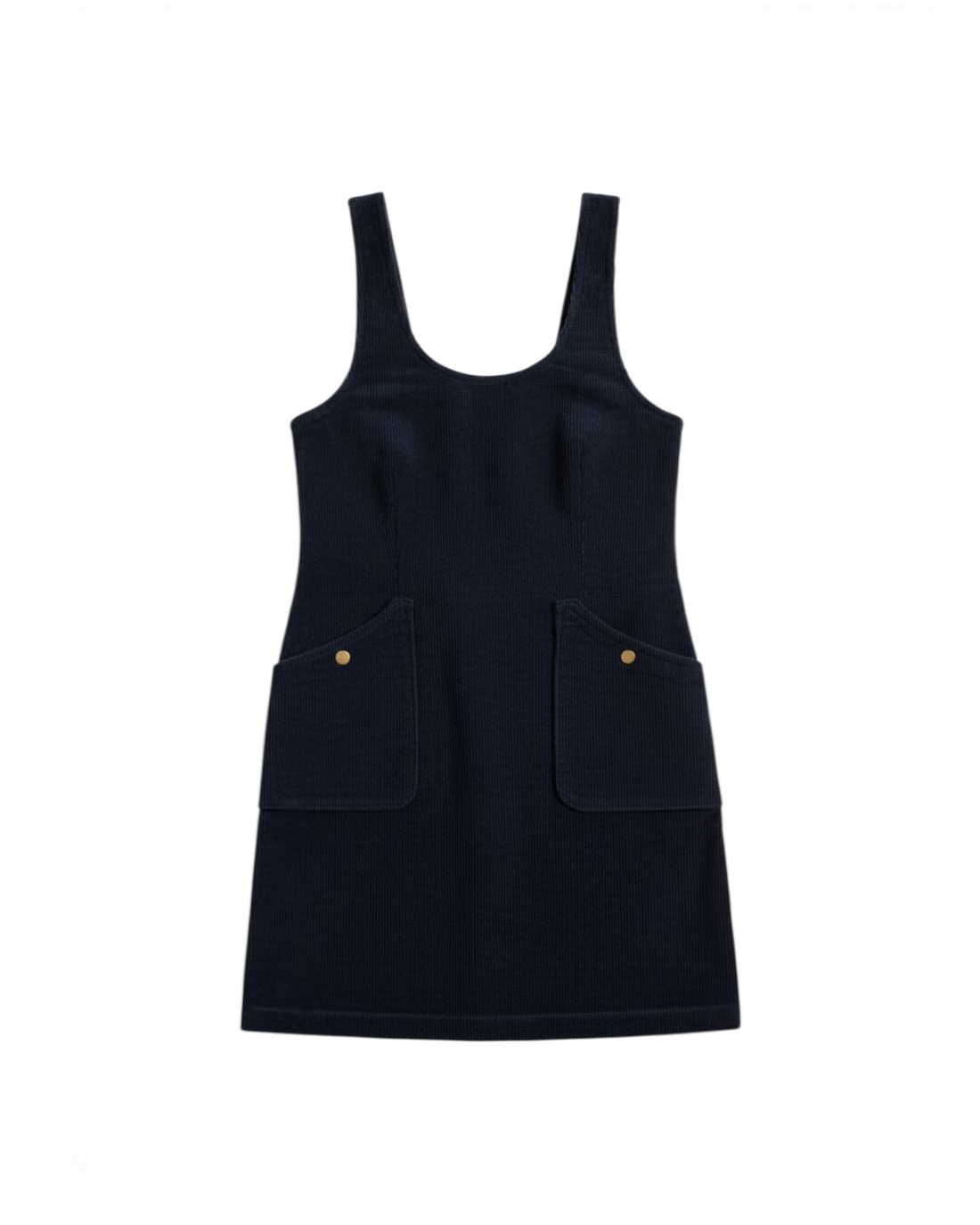 Vestido casual Yanet Collective azul marino sin mangas con cuello redondo y bolsillos laterales funcionales