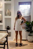 Vestido corto blanco strapless