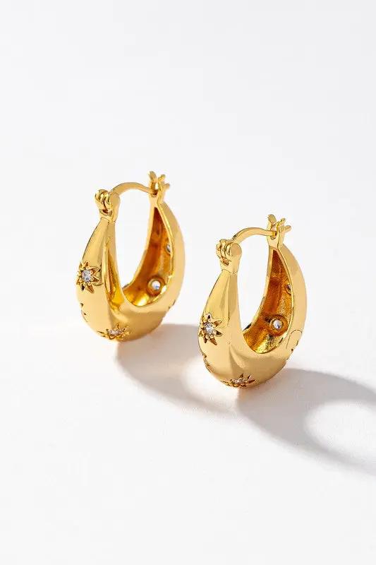 Aros Colgantes de Acero Inoxidable 18k con Piedra Natural by JOSSLYN by Wall to Wall