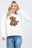 Suéter Beige Pullover con Estampado de Perro para Mujer – Casual, Cómodo y Estiloso