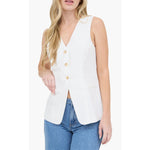 Chaleco con botones y escote en V Blanco