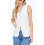 Chaleco con botones y escote en V Blanco