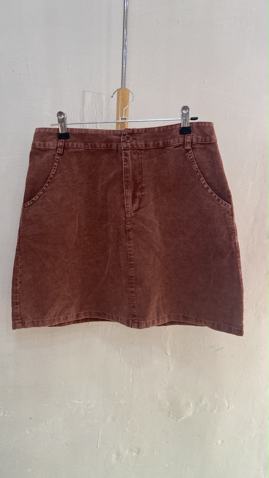Brown A-Line Mini Skirt with Side Pockets