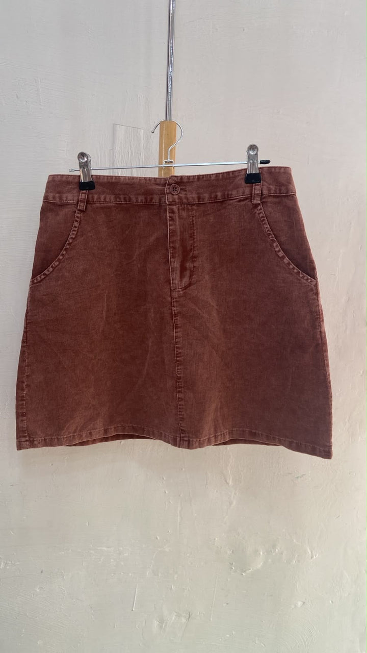 Brown A-Line Mini Skirt with Side Pockets