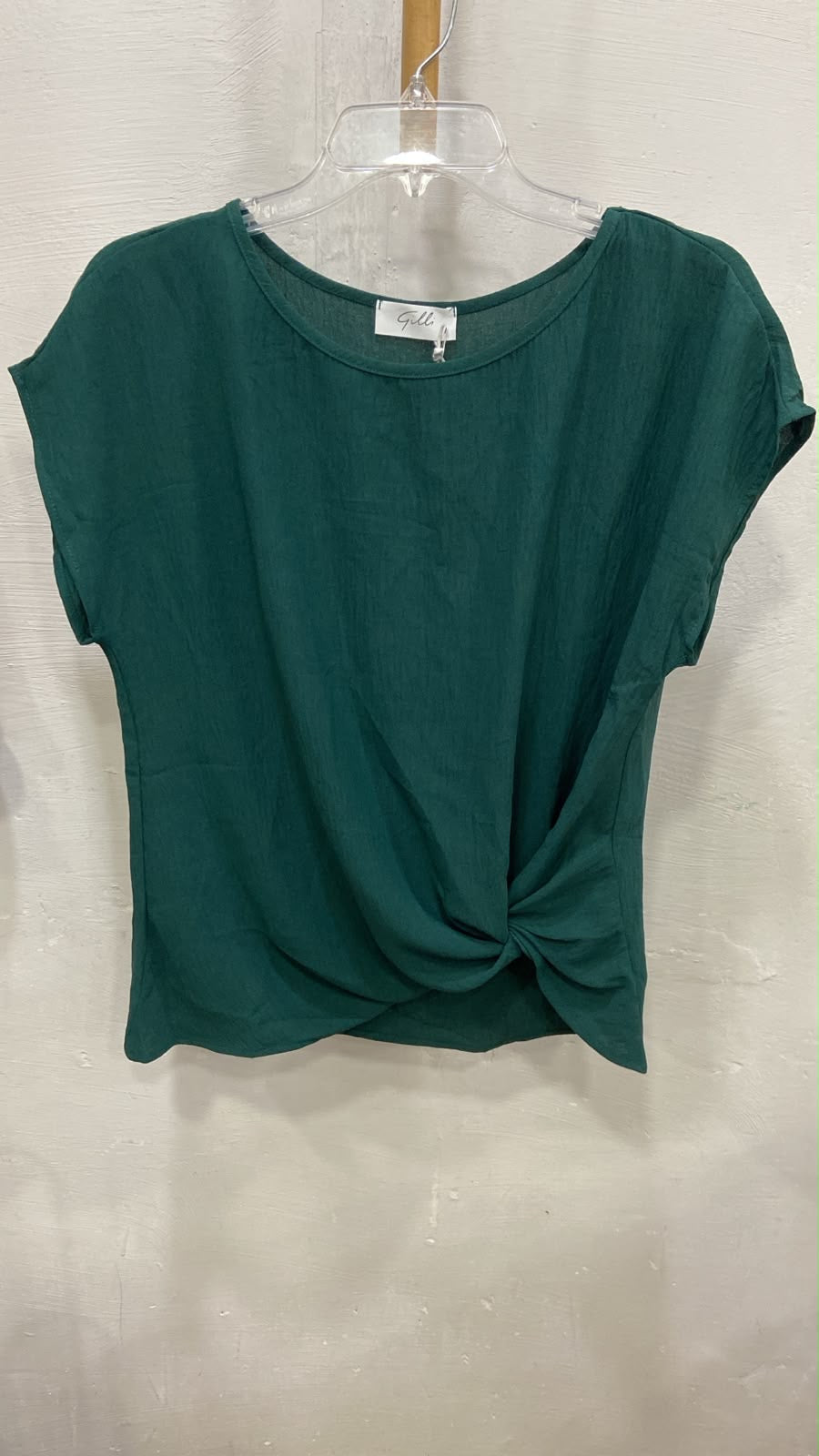 Green Short Sleeve Knot Front Top