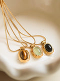 18k Gold Non-tarnish Natural Stone Necklace