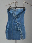 Vestido Denim Mezclilla Corto Moños