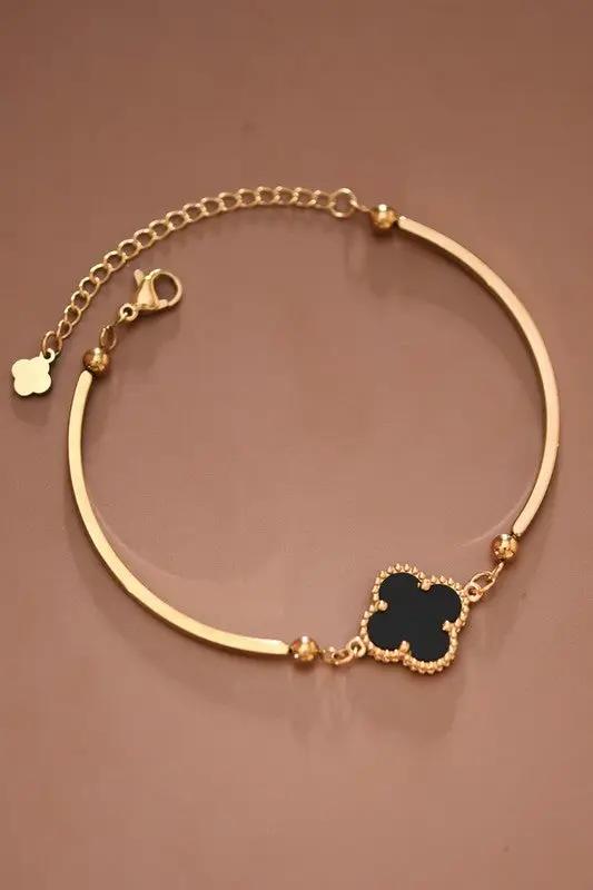 Pulsera Cadena Acero Inoxidable 18K Oro – Trébol, 7" + Extensor 2" by Yanet Collective
