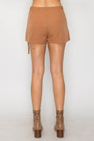 Short/Skort Cafe Estilo Wrap con Pliegues y Cinturón – Cintura Alta, A-line