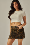 Falda Mini de Mezclilla Estampado Leopardo con Bolsillos Mujer | Casual Sexy