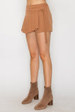 Short/Skort Cafe Estilo Wrap con Pliegues y Cinturón – Cintura Alta, A-line