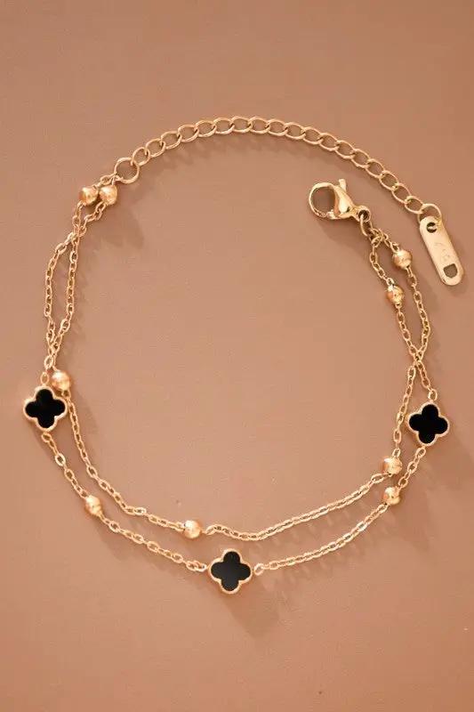 Pulsera Cadena de Acero Inoxidable con Oro 18K – Trébol, 7" + Extensor 2" by Yanet Collective