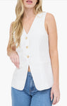 Chaleco con botones y escote en V Blanco