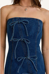 Vestido Denim Mezclilla Corto Moños