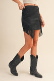 Falda mini de gamuza Negra con flecos – estilo western