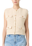 Chaleco Top Tejido Color Crema Botones Dorados