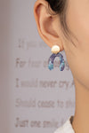 aretes Pendientes largos con forma de arco en verde y azul