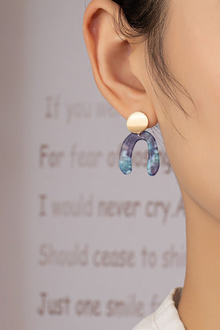 aretes Pendientes largos con forma de arco en verde y azul