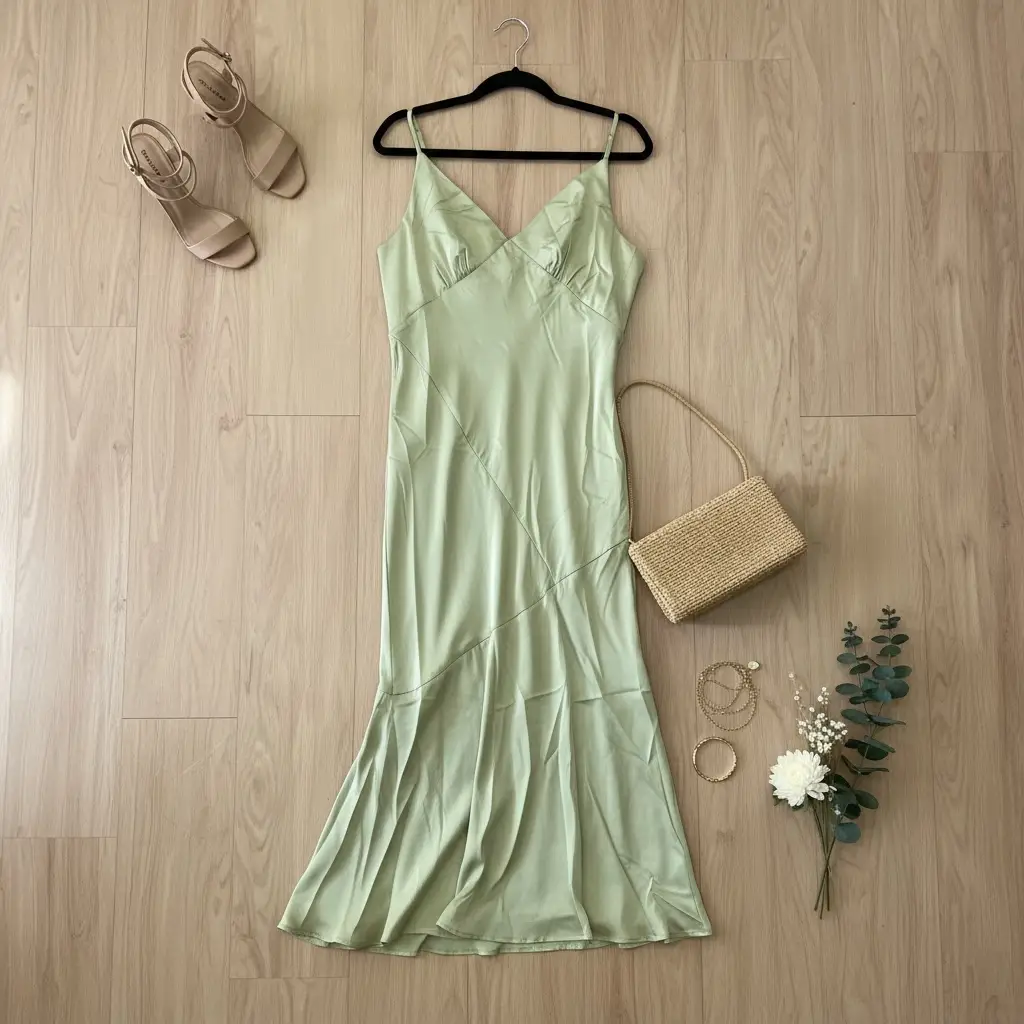 Yanet Collective Vestido verde menta satinado - Vestidos