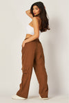 Pantalón Cargo de Mujer en Tipo Piel Suede Vegano Ligero Cafe