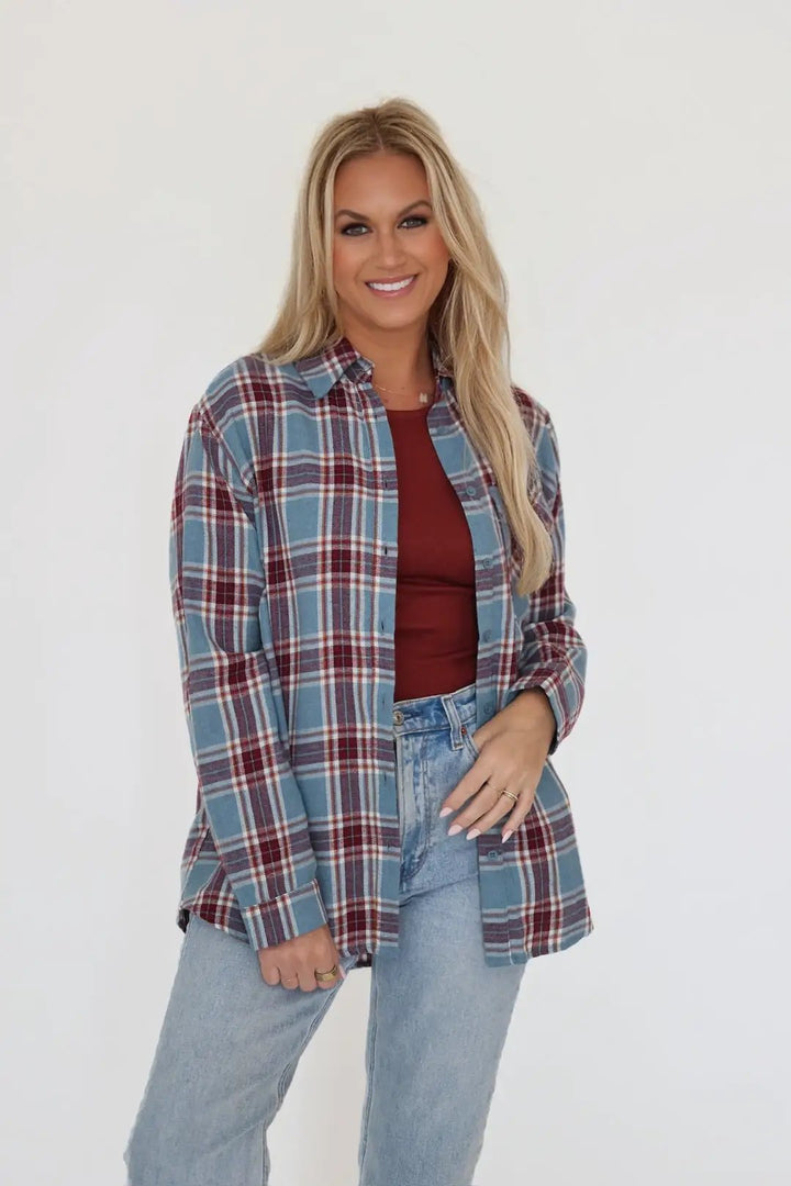 Blusa Azul camisa a cuadros by Yanet Collective