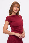 Blusa Drapeada Mujer Moda Elegante con Manga