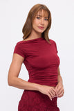 Blusa Drapeada Mujer Moda Elegante con Manga