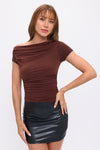 Blusa Drapeada Mujer Moda Elegante con Manga