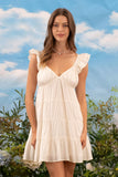 Vestido Mini Babydoll con Escote en V y Capa blanco