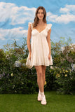 Vestido Mini Babydoll con Escote en V y Capa blanco