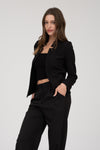 Blazer de Manga Larga con Cuello Notch Elegante