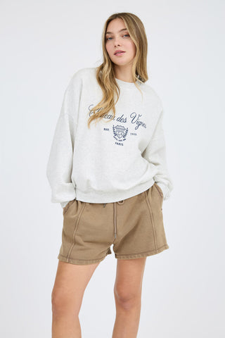 Sudadera Bordada "Château des Vignes Paris Gris