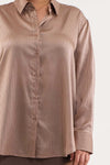 Blusa manga larga color cafe