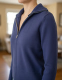 Suéter azul crew neck zipper